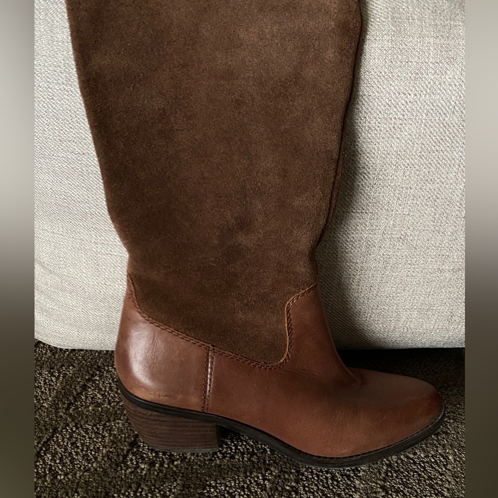 Lucky Brand Over The Knee Boots Size 7  Brown Leather & Suede - Picture 6 of 10